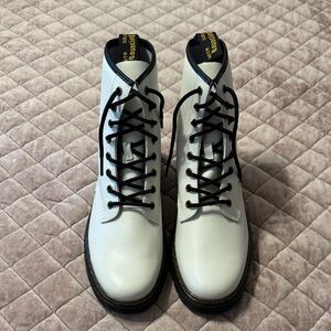 Dr. Martens White and Black Lace-Up Boots